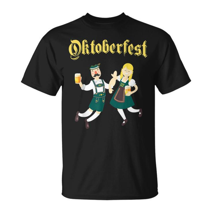 Dancing Barman And Barmaid Drinking Oktoberfest T-Shirt