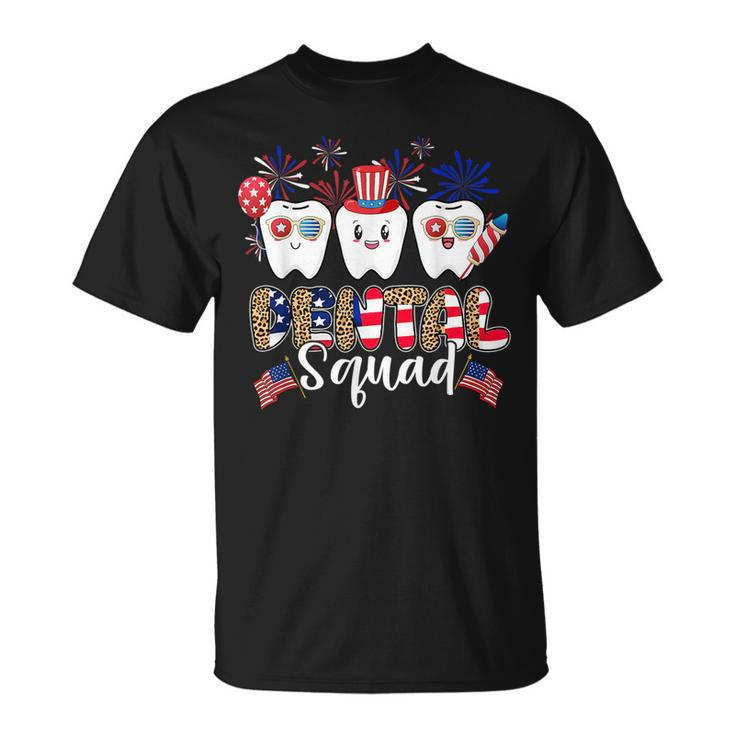 Dental Squad 4Th Of July America Flag Patriotic Dentist  Unisex T-Shirt