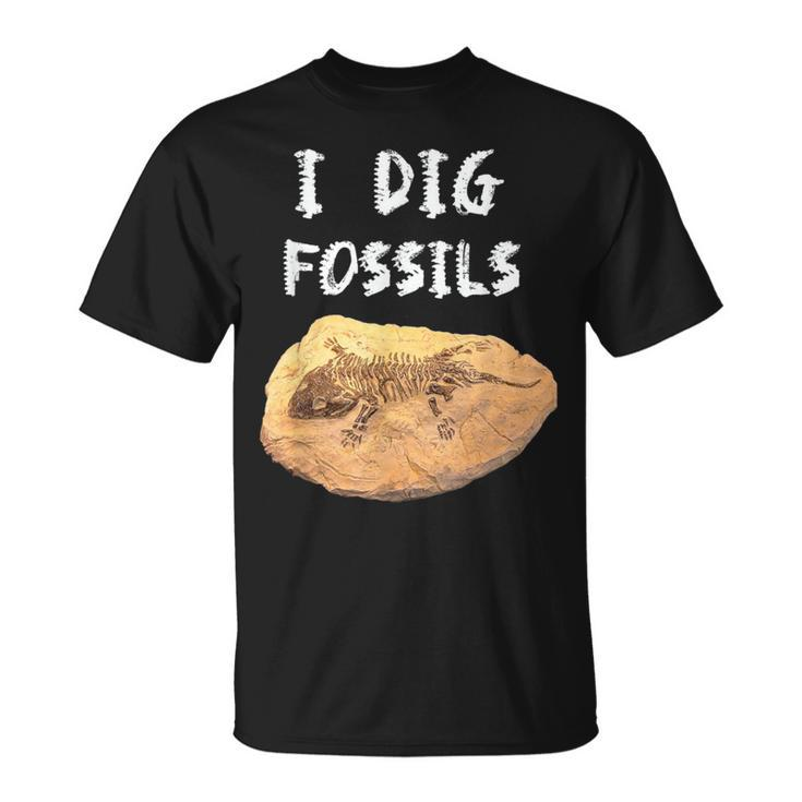 I Dig Fossils Paleontology T-Shirt