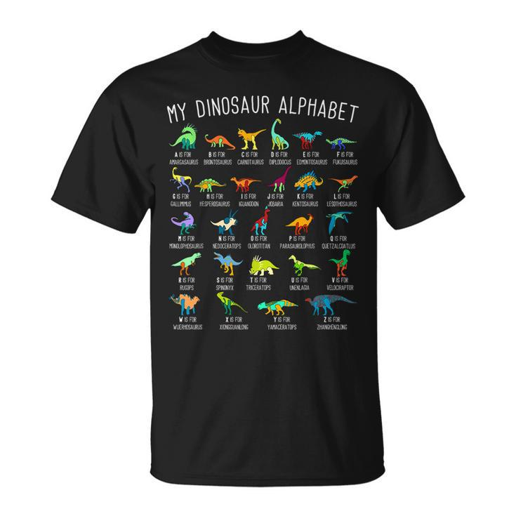 Dinosaur Lover Types Of Dinosaurs Dinosaur Alphabet T-Shirt