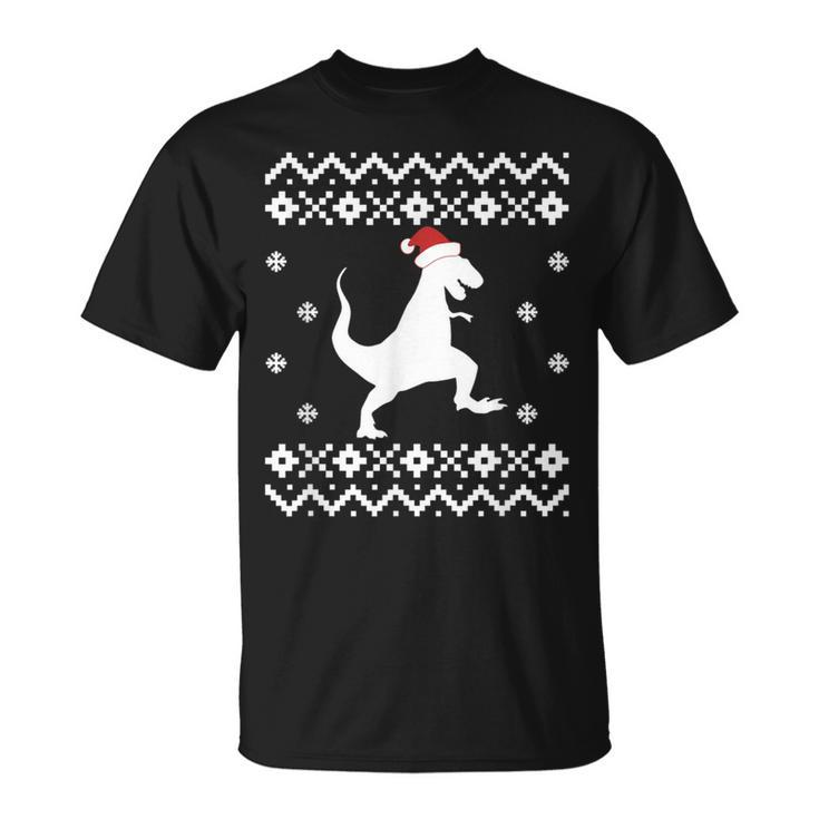 Dinosaur Ugly Christmas Sweater Trex Santa T-Shirt