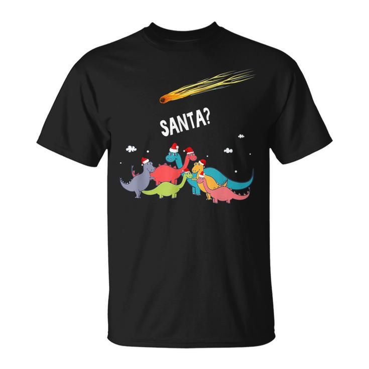 Dinosaur Ugly Christmas Sweater Merry Extinction Santa Hat T-Shirt