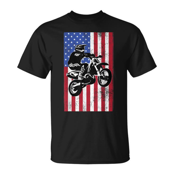 Dirt Bike American Flag Motocross Biker For 4Th Of July Usa  Unisex T-Shirt