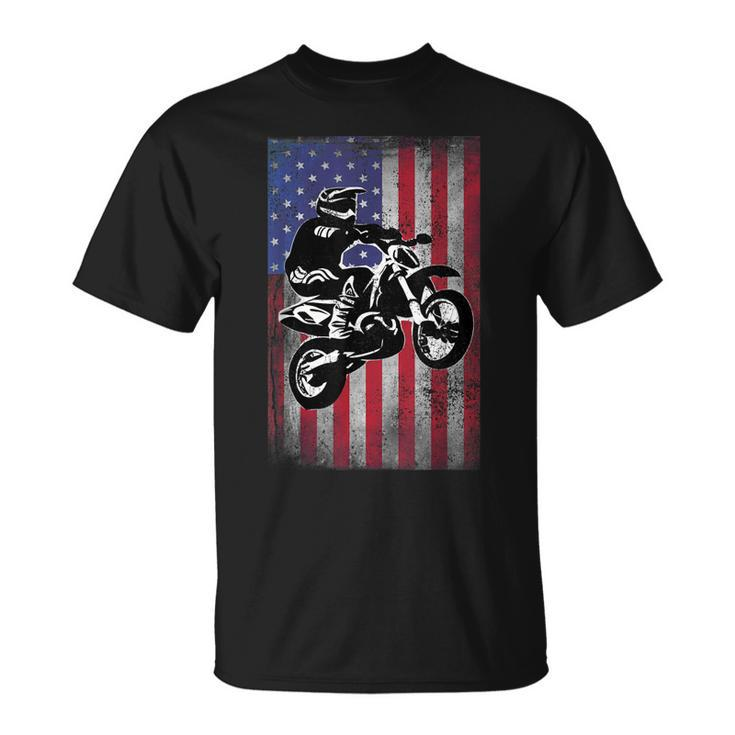 Dirt Bike American Flag Motocross Bikers Usa For 4Th Of July  Unisex T-Shirt