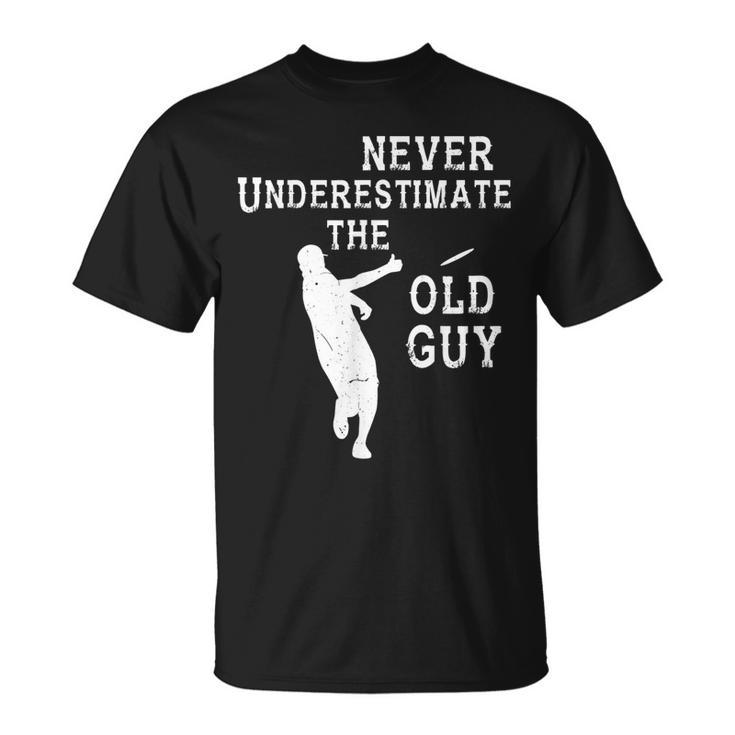 Disc Golf Never Underestimate The Old Guy Frolf Tree Golfing T-Shirt