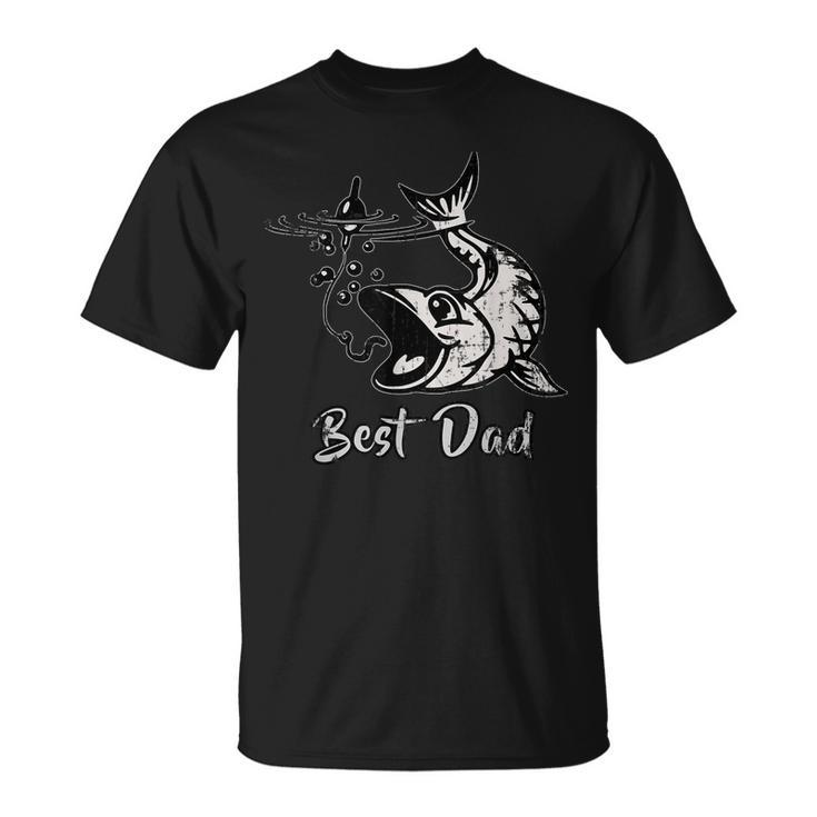 Distressed Fathers Day Best Dad Fishing Fish Father  Gift For Mens Unisex T-Shirt