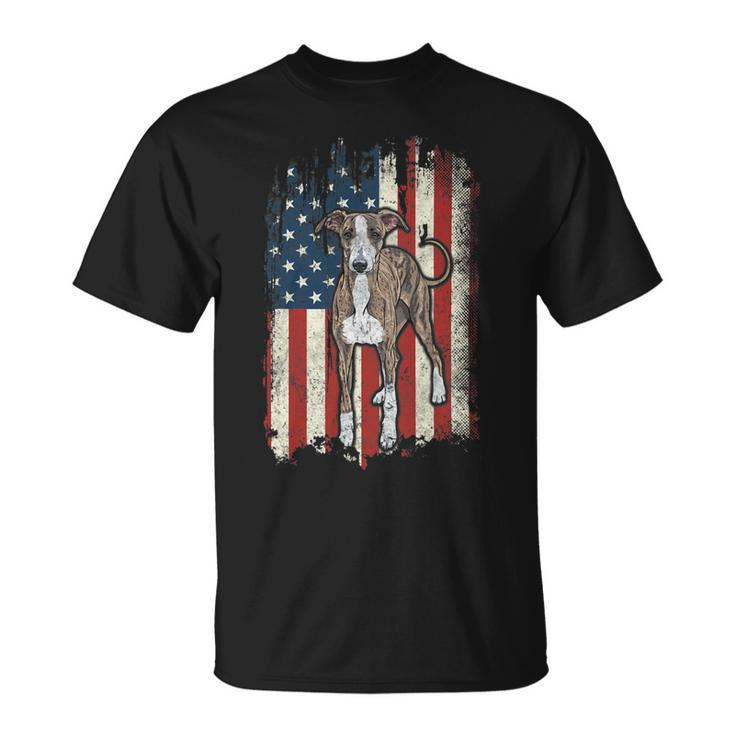 Distressed Greyhound American Flag Patriotic Dog Unisex T-Shirt