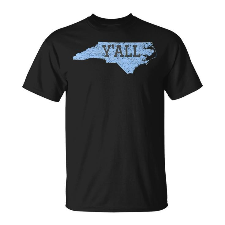 Distressed Yall North Carolina Funny Unisex T-Shirt