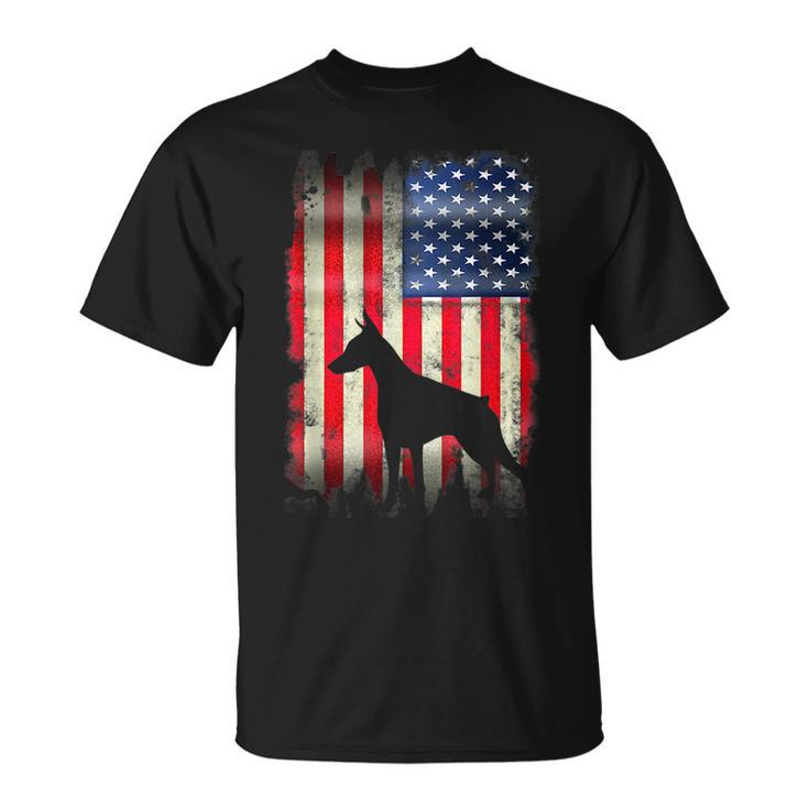 Doberman Dog Usa American Flag 4Th Of July Patriotic Gift  Unisex T-Shirt