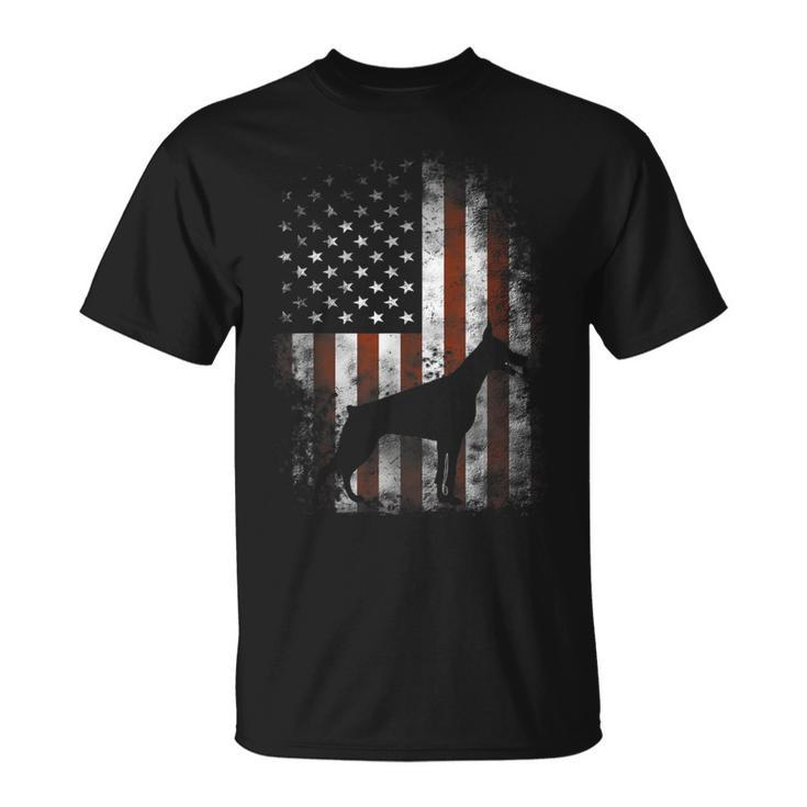Doberman Pinscher American Flag Patriotic T-Shirt