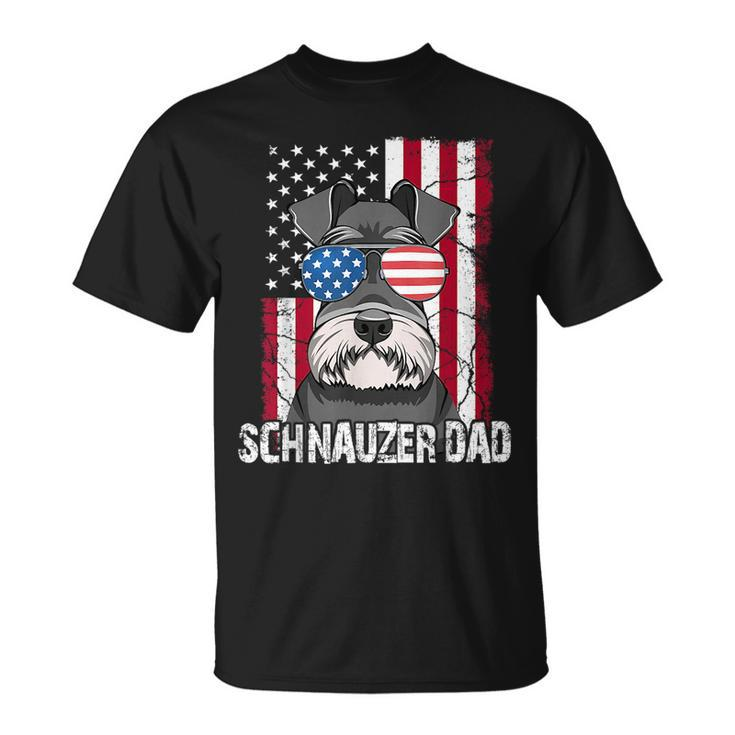 Dog Dad Fathers Day Gift Mini Schnauzer Usa Flag 4Th Of July  Unisex T-Shirt
