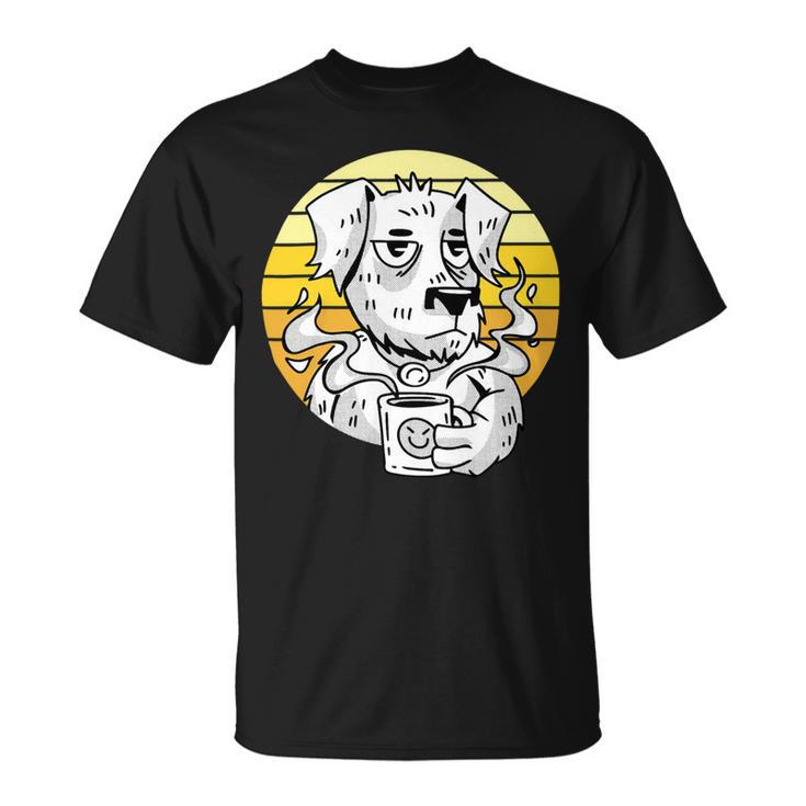 Dog Dad Shirt Golden Retriever Vintage Dog Coffee Lover Unisex T-Shirt