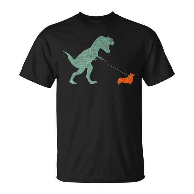 Dog Dinosaur - Vintage Tyrannosaurus Rex & Corgi  Unisex T-Shirt