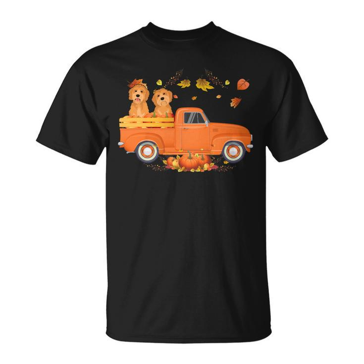 Dog Goldendoodle Pumpkin Truck Fall Leaf Thanksgiving Halloween  Unisex T-Shirt