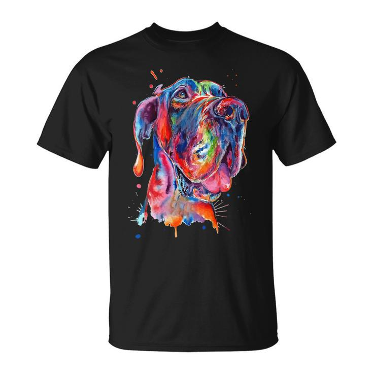 Dog Great Dane Splash Art Dane  Unisex T-Shirt