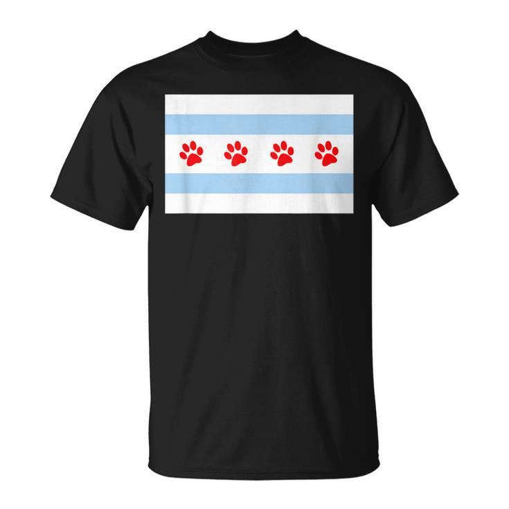Dog Lovers Chicago Flag Paw Prints Custom T T-Shirt