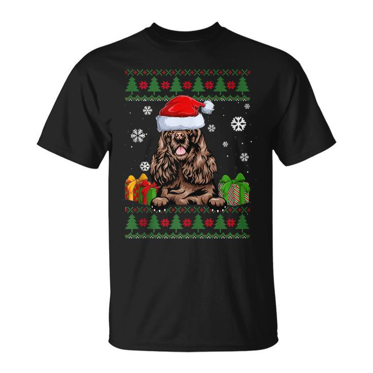 Dog Lovers Cocker Spaniel Santa Hat Ugly Christmas Sweater T-Shirt