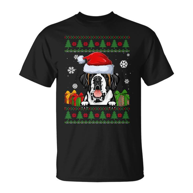 Dog Lovers Saint Bernard Santa Hat Ugly Christmas Sweater T-Shirt
