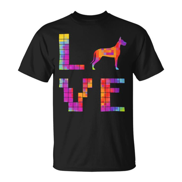 Dog Mom Great Dane Shirts Dog Lover Pixel Art Unisex T-Shirt