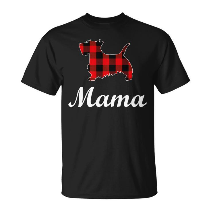 Dog Scottish Terrier Mama Red Buffalo Plaid Scottish Terrier Unisex T-Shirt