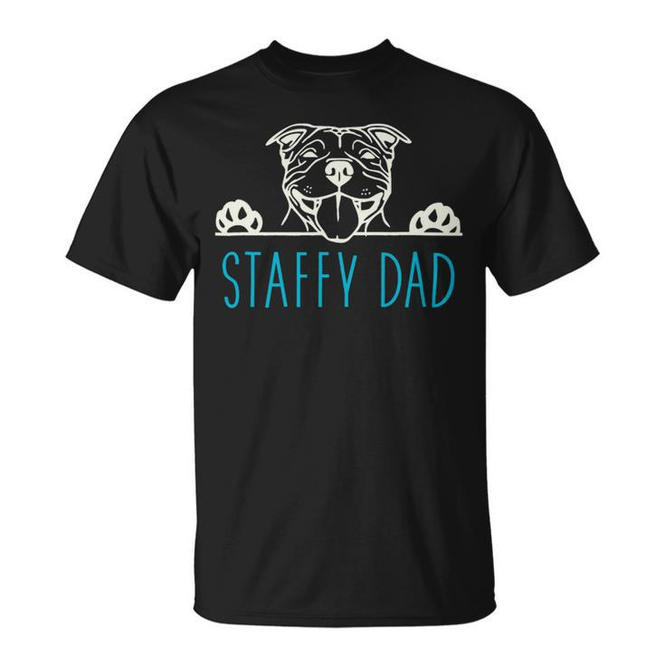 Dog Staffordshire Staffy Dad With Staffordshire Bull Terrier Dog Unisex T-Shirt