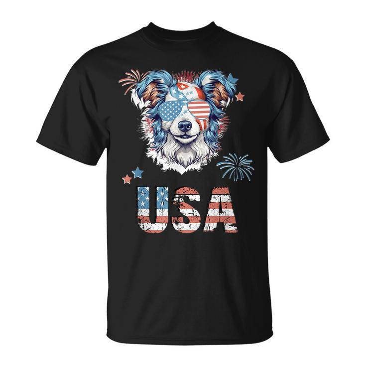 Dog With Usa Letters 4Th Of July Patriotic  Unisex T-Shirt