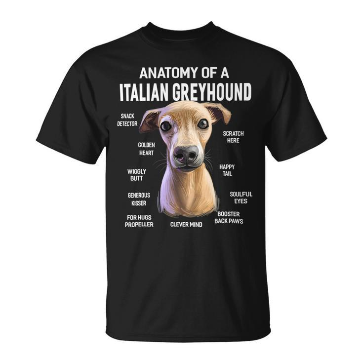 Dogs Anatomy Of A Italian Greyhound Dog Funny Gift Unisex T-Shirt