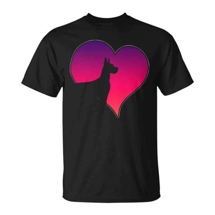 Dogs Great Dane Dog Pink Heart Love Gift For Women Unisex T-Shirt