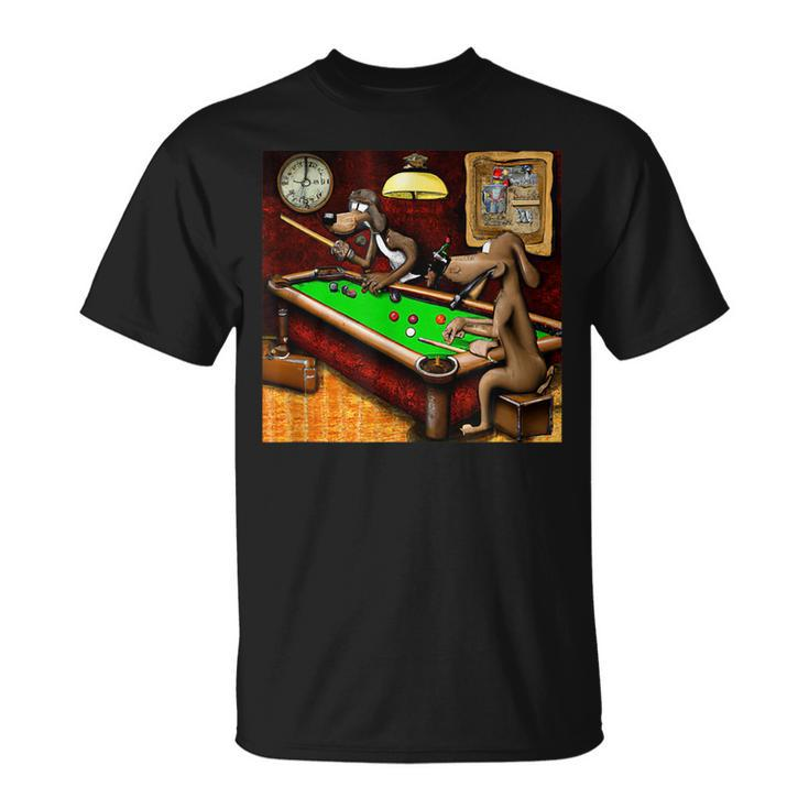 Dogs Playing Billiards  Unisex T-Shirt