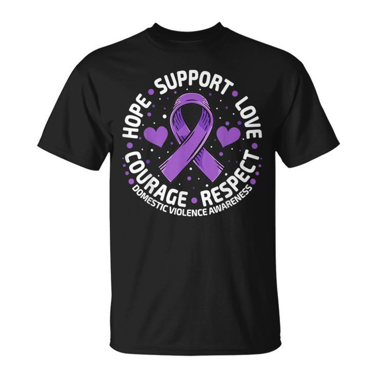 Domestic Violence Awareness Love Support Purple Ribbon T-Shirt