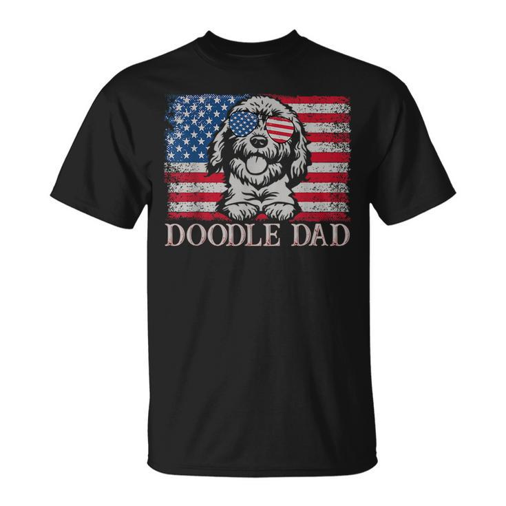 Doodle Dad Goldendoodle Dog American Flag 4Th Of July Gift For Mens Unisex T-Shirt