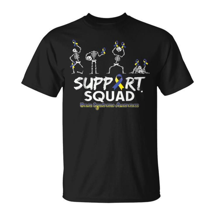 Down Syndrome Awareness Skeleton Support Squad Halloween T-Shirt