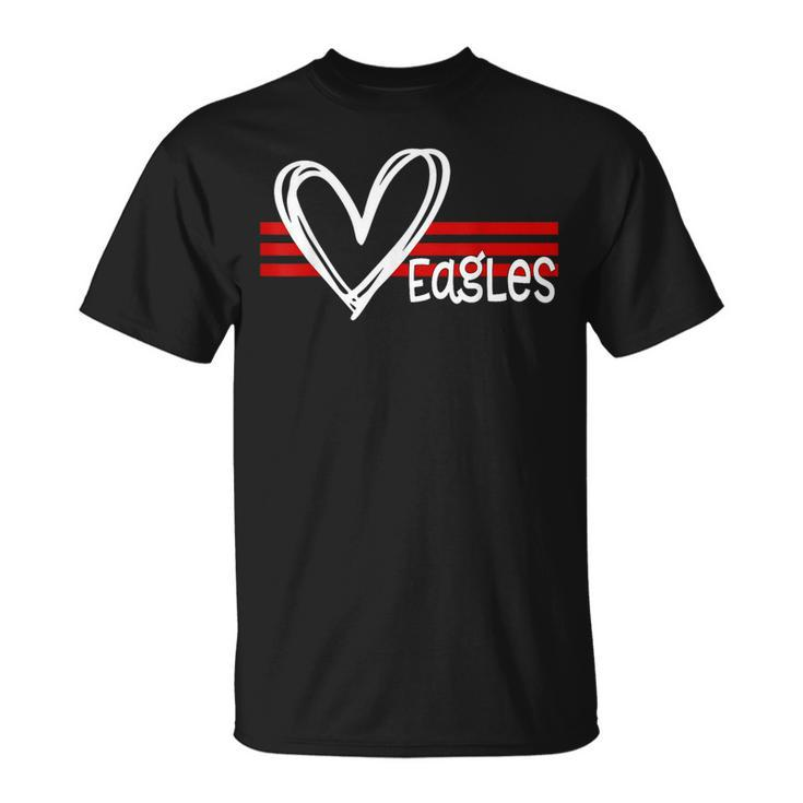Eagles Pride Teams School Spirit Sports Red Heart T-Shirt