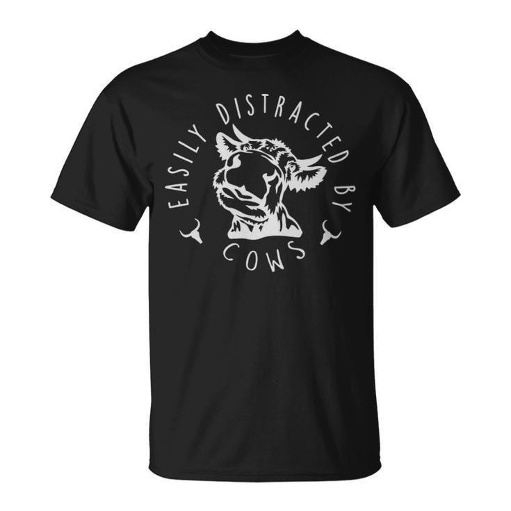 Easily Distracted By Cows Funny Farm  - Easily Distracted By Cows Funny Farm  Unisex T-Shirt