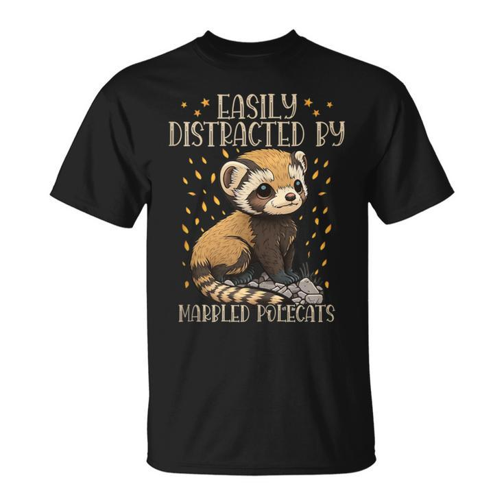 Easily Distracted By Marbled Polecats Cute European Mammal T-Shirt