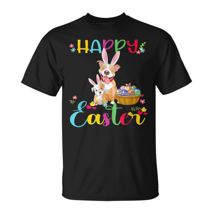 Easter Day Funny Pitbull Dog Puppy Wearing Rabbit Ears Gifts For Rabbit Lovers Funny Gifts Unisex T-Shirt