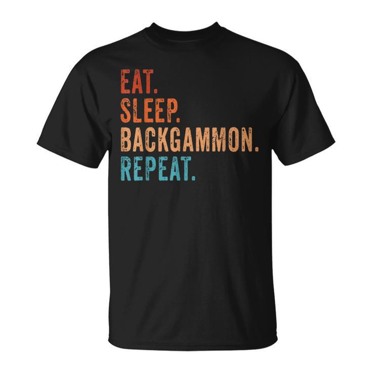 Eat Sleep Backgammon Repeat Board Game Players Fans Vintage T-Shirt