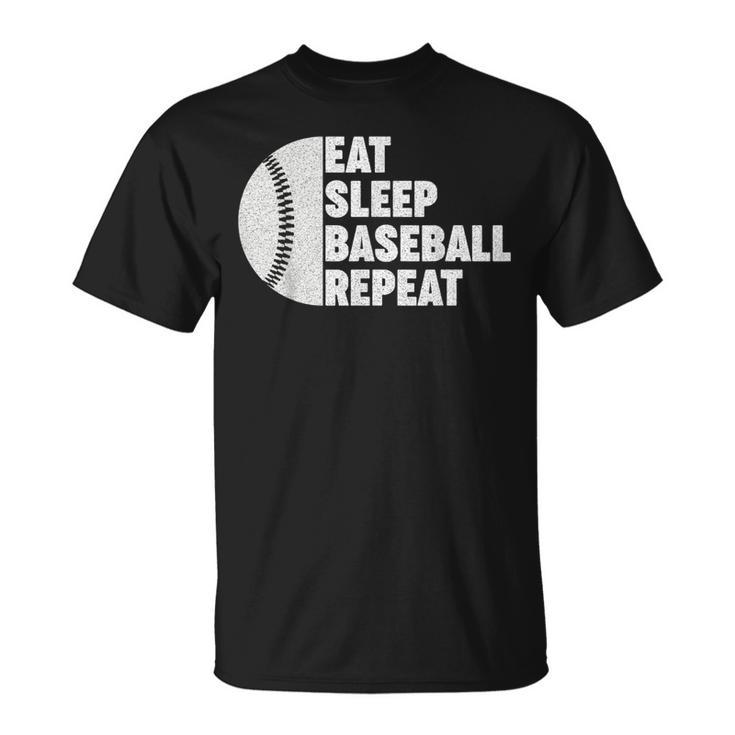 Eat Sleep Baseball Repeat  For Player Vintage Funny Baseball Funny Gifts Unisex T-Shirt