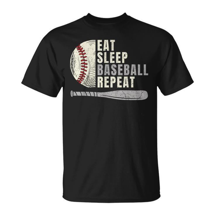 Eat Sleep Baseball Repeat Funny Baseball Player Baseball Funny Gifts Unisex T-Shirt