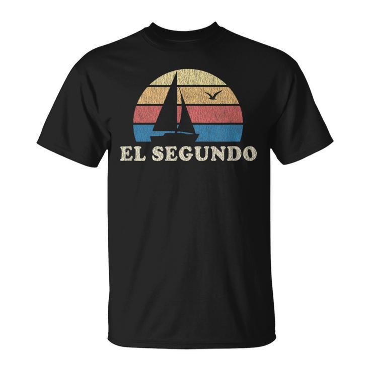 El Segundo Ca Vintage Sailboat 70S Throwback Sunset T-Shirt