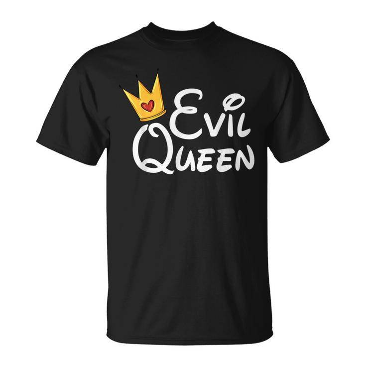 Evil Queen With Crown Black Halloween Costume T-Shirt
