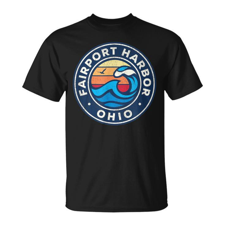 Fairport Harbor Ohio Oh Vintage Nautical Waves T-Shirt