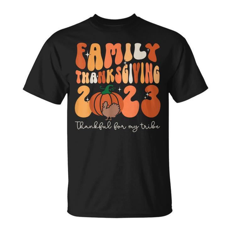 Family Thanksgiving 2023 Thankful For My Tribe Group Pumpkin T-Shirt
