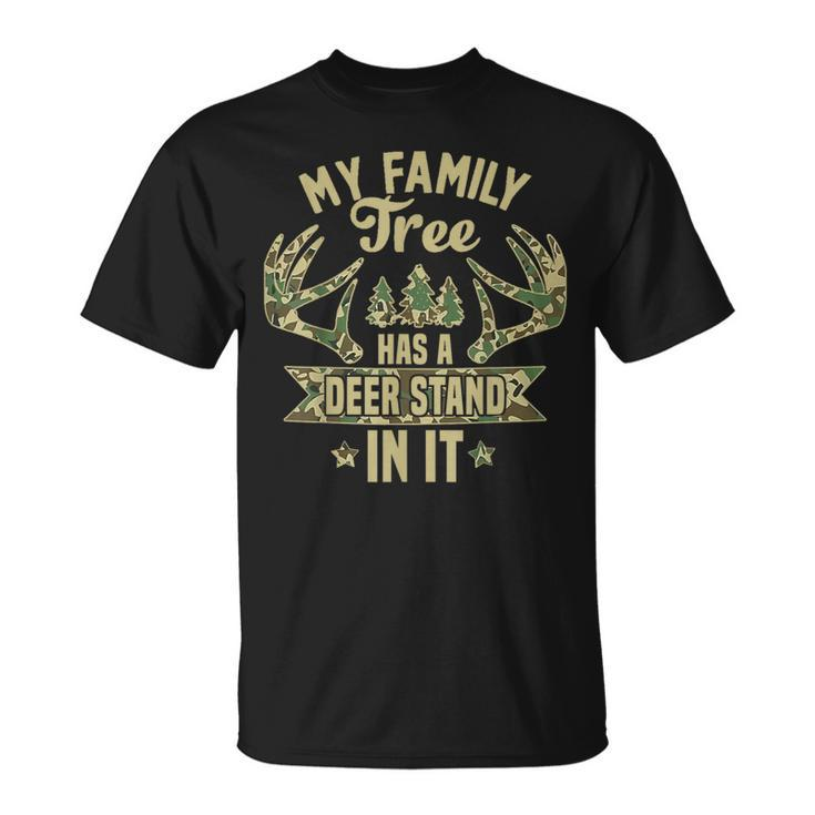 My Family Tree Has A Deer Stand In It Camo Hunting Vintage T-Shirt
