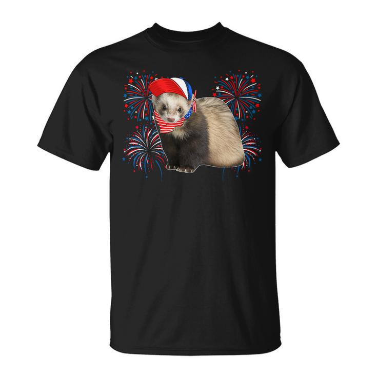 Ferret 4Th Of July American Flag Fireworks Costume Animal Unisex T-Shirt