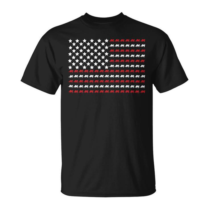 Ferret 4Th Of July Paw Print American Flag Unisex T-Shirt