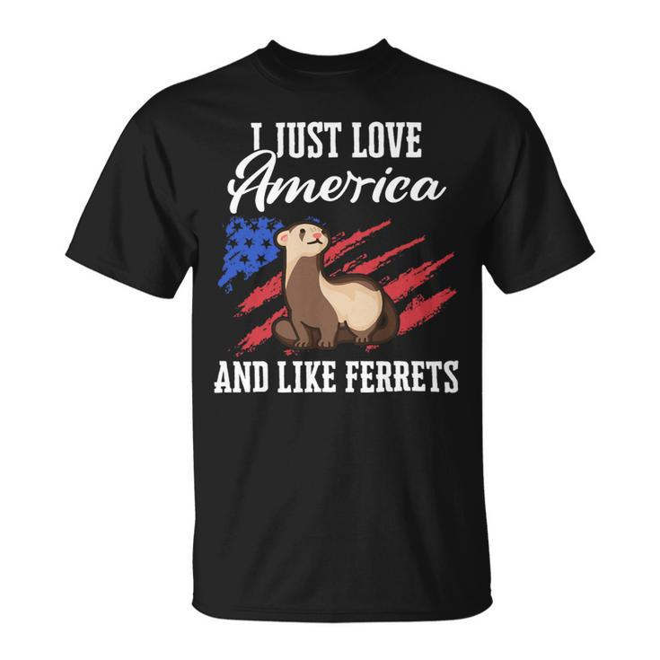 Ferret Marten Animal Usa Flag Unisex T-Shirt