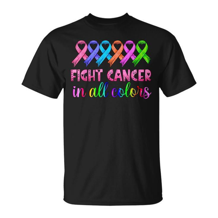 Fight Cancer In All Color Feather Breast Cancer Awareness  Unisex T-Shirt
