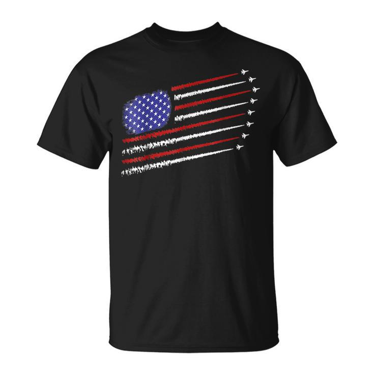 Fighter With Usa American Flag 4Th Of July Celebration Black Unisex T-Shirt