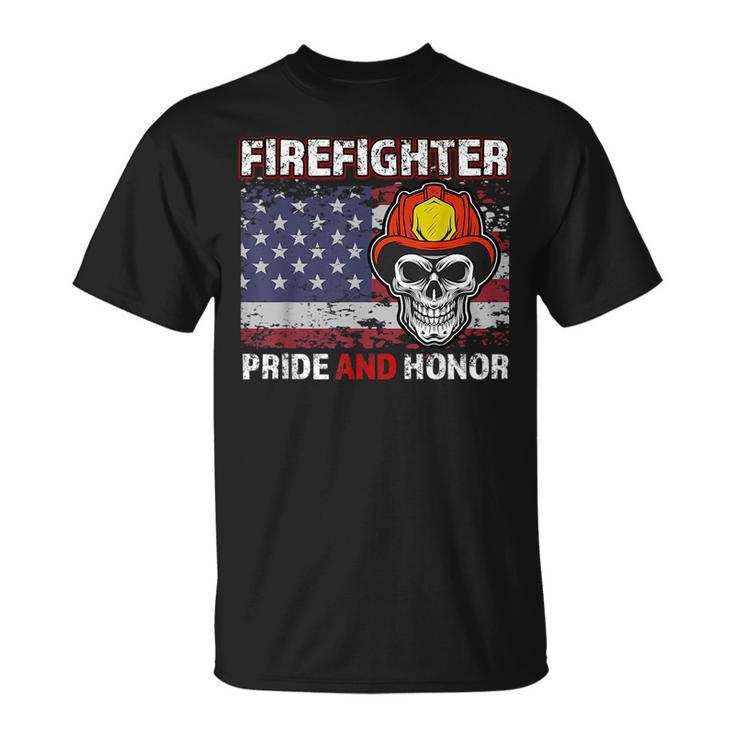 Firefighter Pride And Honor Flag American Fathers Day  Unisex T-Shirt